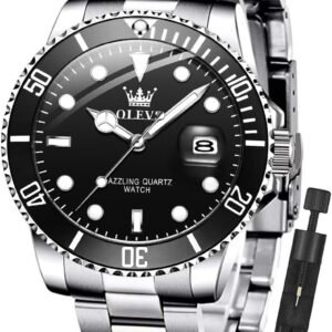 OLEVS Luxury Watches for Men Big Face Stainless Steel Busine...