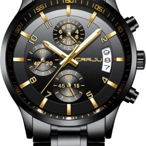 CRRJU Men's Fashion Stainless Steel Watches Date Waterproof ...