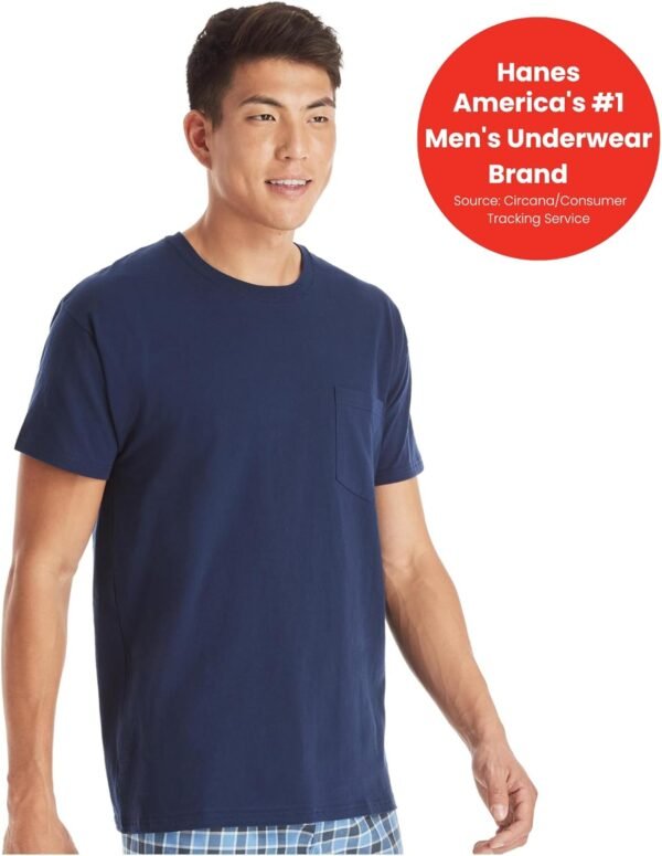 Hanes Men's Pocket Undershirt Pack, Cotton Crew Neck T-Shirt...