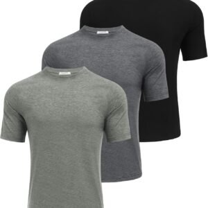 PINSPARK 3 Pack Men's Workout Shirts - Dry Fit Running Shirt...