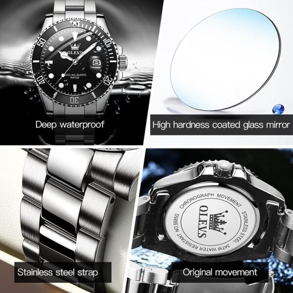 OLEVS Luxury Watches for Men Big Face Stainless Steel Busine...