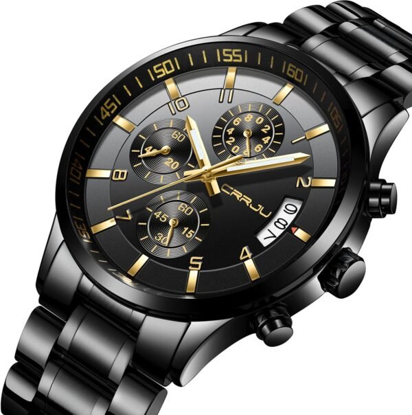 CRRJU Men's Fashion Stainless Steel Watches Date Waterproof ...