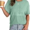 WIHOLL Womens Casual Crew Neck Ribbed Tops Short Sleeve T Sh...