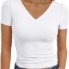 Trendy Queen Womens Basic V Neck Short Sleeve T Shirts Slim ...