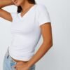 Trendy Queen Womens Basic V Neck Short Sleeve T Shirts Slim ...