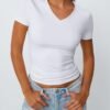 Trendy Queen Womens Basic V Neck Short Sleeve T Shirts Slim ...