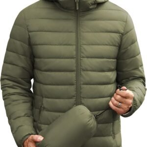 COOFANDY Mens Packable Puffer Jacket Lightweight Hooded Insu...