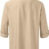 Mens Cotton Linen Shirts Vintage Lightweight Button Down Blo...