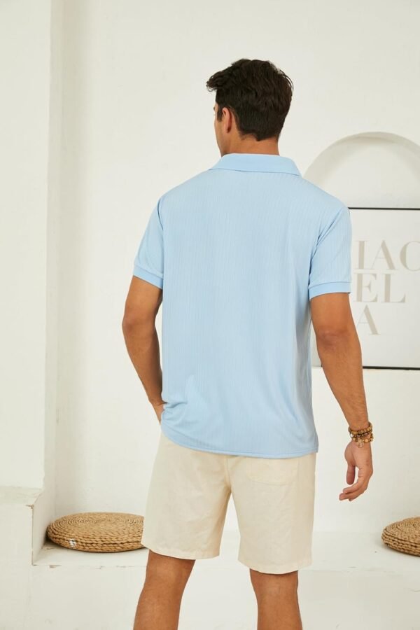 Men's Short Sleeve Polo Shirts Textured Knit Slim Fit Casual...