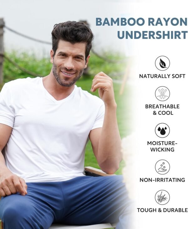 DAVID ARCHY Men's Undershirt Bamboo Rayon Moisture-Wicking V...