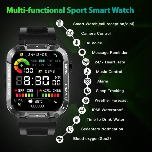 Military Smart Watch for Men with Call Function,Fitness Smar...