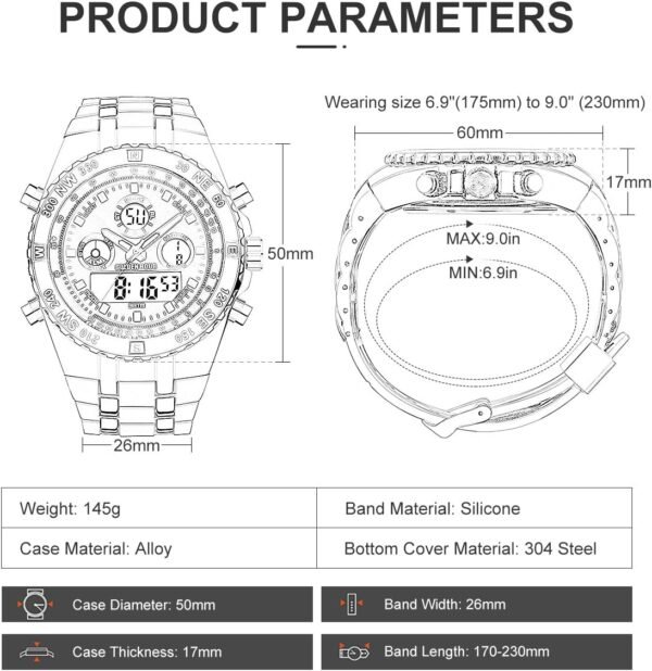 GOLDEN HOUR Luxury Military Sports Men's Watches Large Size ...