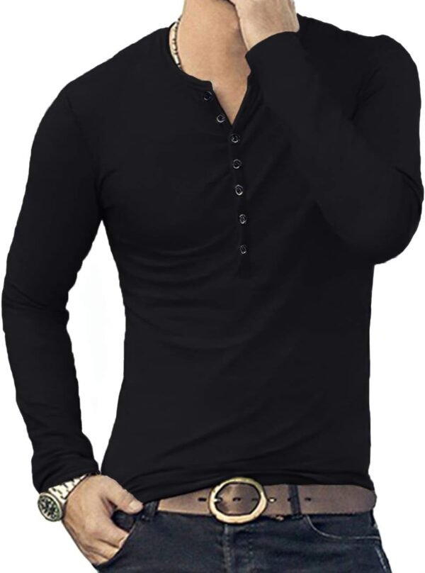 YTD Mens Casual Slim Fit Basic Henley Long Sleeve Fashion T-...