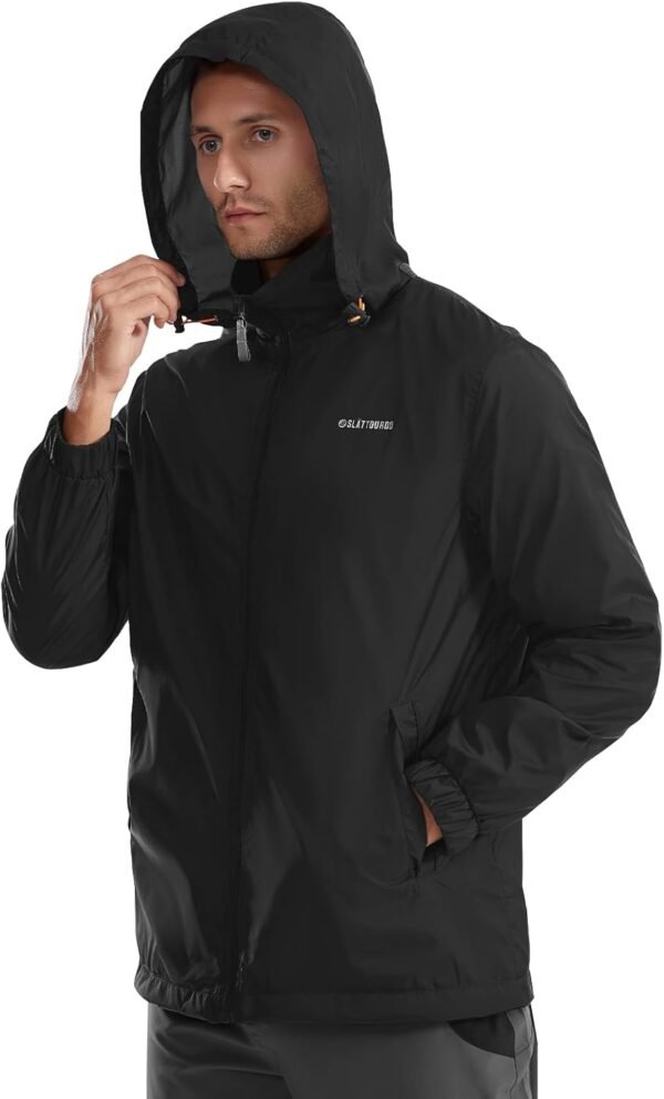 Mens Waterproof Jacket Outdoor Lightweight Hooded Windbreake...