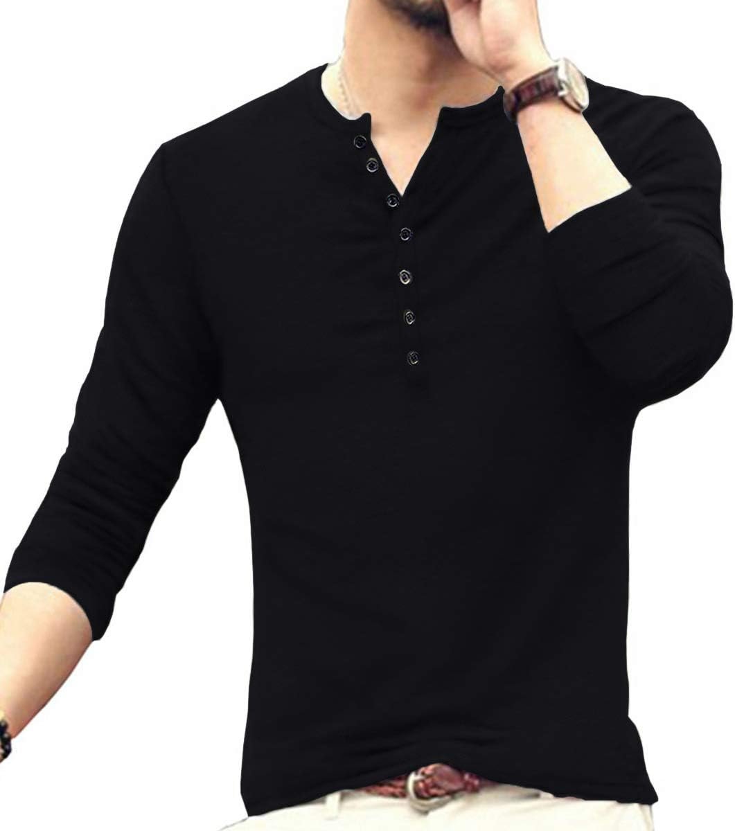 YTD Mens Casual Slim Fit Basic Henley Long Sleeve Fashion T-... - Image 6