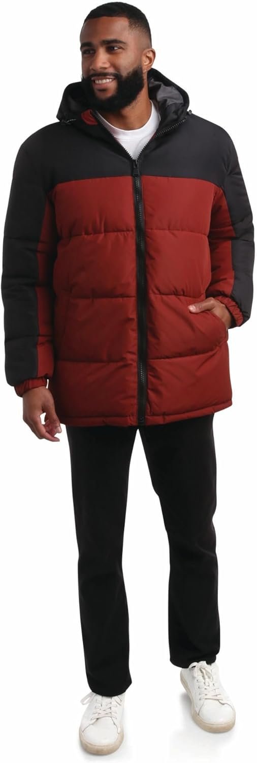 Perry Ellis Men's Hooded Puffer Jacket - Insulated Quilted W...