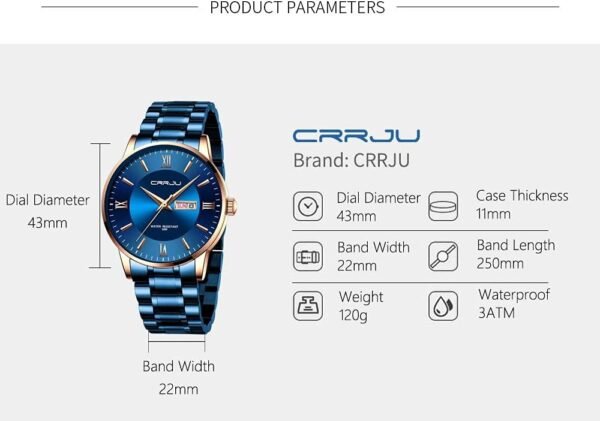 CRRJU Men's Fashion Luxury Stainless Steel Watches for Men B...