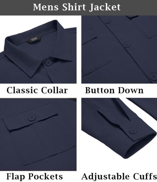 COOFANDY Men's Casual Shirt Jacket Long Sleeve Button Down O...