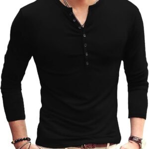 YTD Mens Casual Slim Fit Basic Henley Long Sleeve Fashion T-...