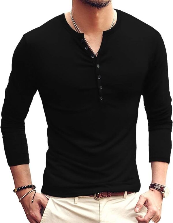 YTD Mens Casual Slim Fit Basic Henley Long Sleeve Fashion T-...