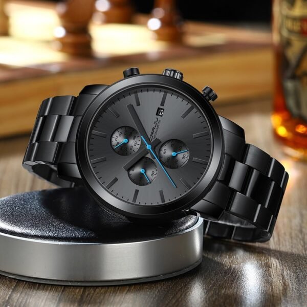 CRRJU Watches for Men Luxury Business Stainless Steel Waterp...