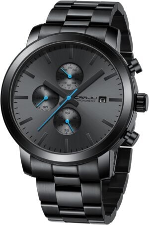 CRRJU Watches for Men Luxury Business Stainless Steel Waterp...