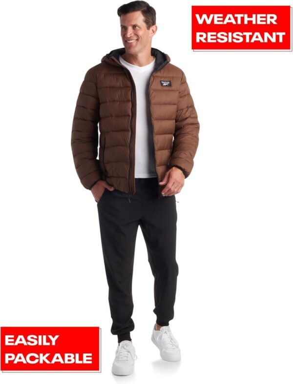 Reebok Men's Jacket – Lightweight Hooded Quilted Puffer Coat...