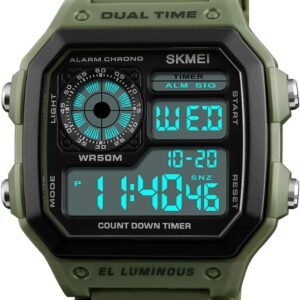 PASOY Men's Digital Multi-Function Watches Dual Time Alarm S...