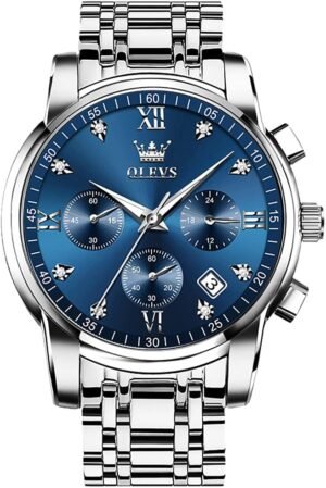 OLEVS Men's Stainless Steel Chronograph Watch, Big Face Gold...