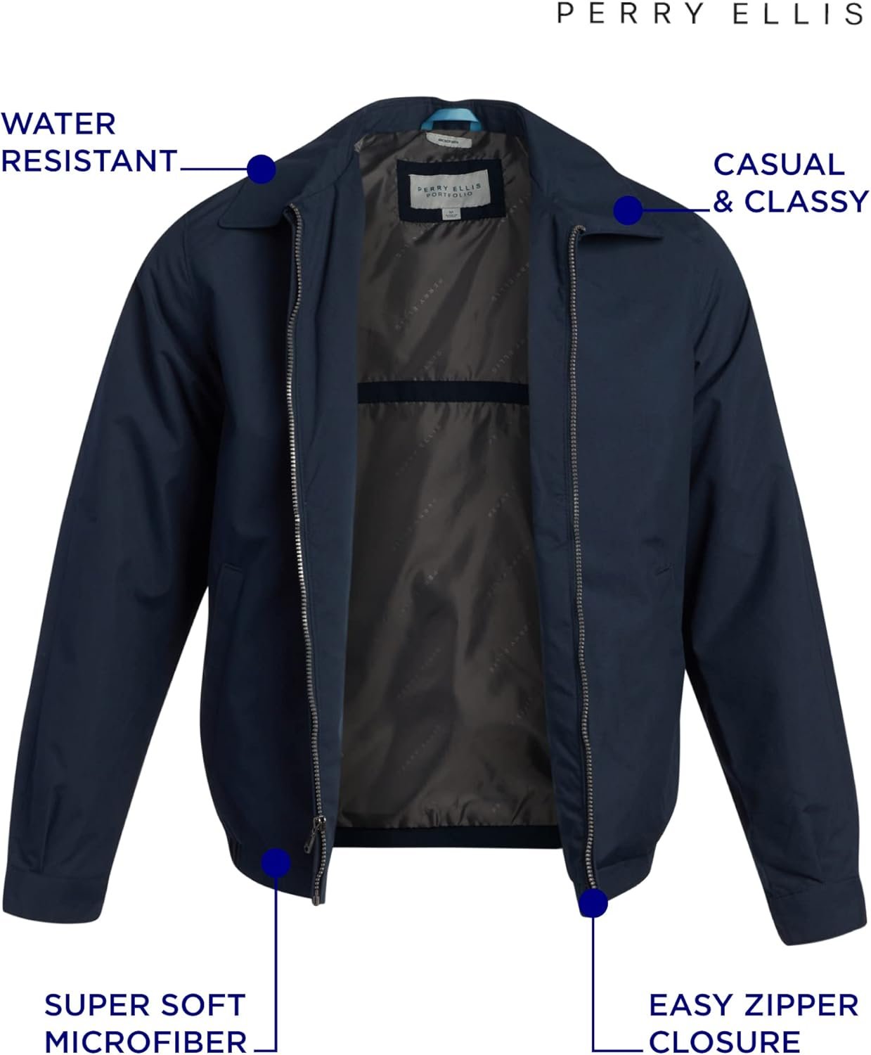 Perry Ellis Men's Golf Jacket - Lightweight Microfiber Water... - Image 2