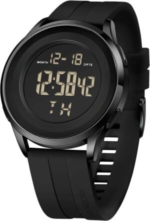 Mens Digital Waterproof Military Watch for Men Black Dive Ta...