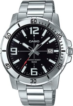 Casio MTP-VD01D-1BV Men's Enticer Stainless Steel Black Dial...