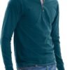 Hanes T Beefyt Henley, Men's Cotton Long Sleeve Shirts