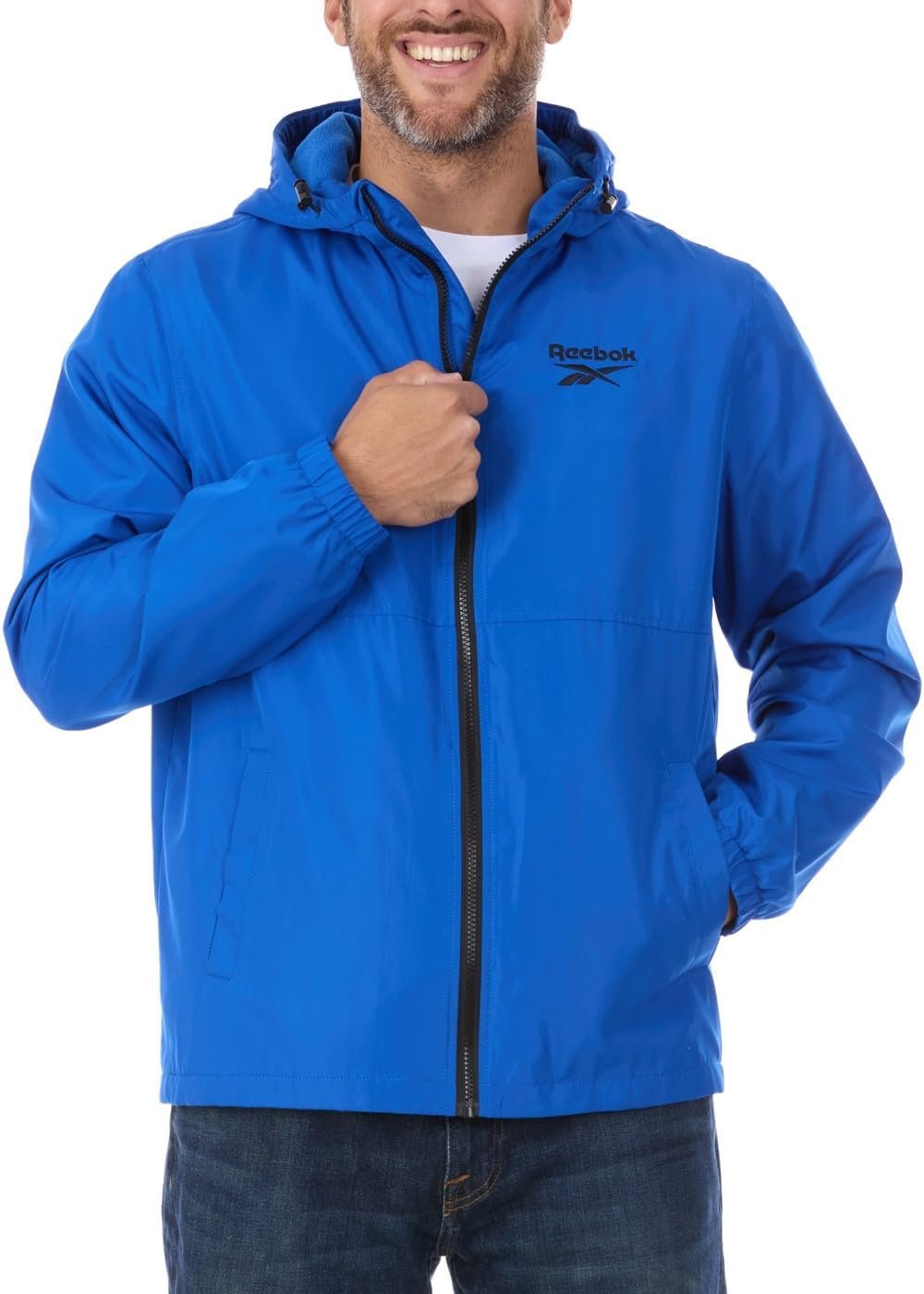 Reebok Rain Jacket Men with Hood, Windbreaker Men Lightweigh... - Image 2