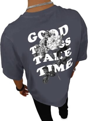 GORGLITTER Men's Novelty Casual Letter Graphic Crewneck T-Sh...