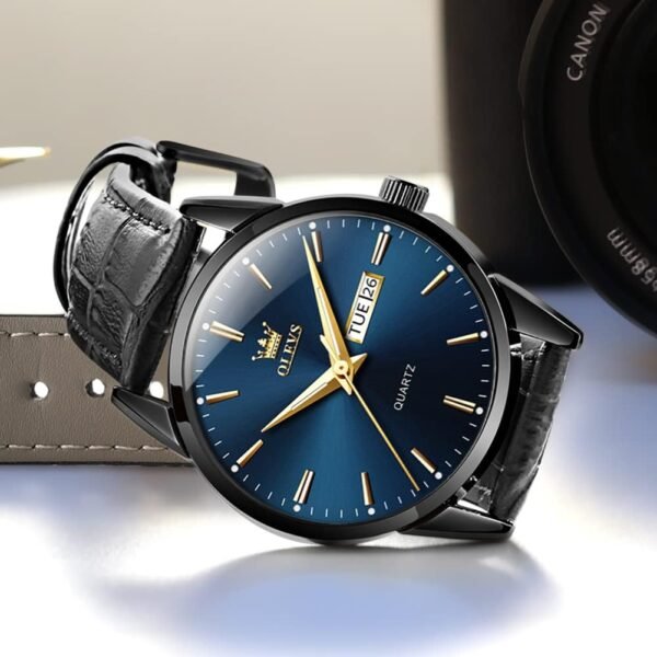 OLEVS Amazon Watches,Brown Leather Watch for Men,Men Day Dat...