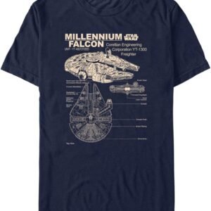STAR WARS Men's Millennium Falcon Detailed Drawing T-Shirt