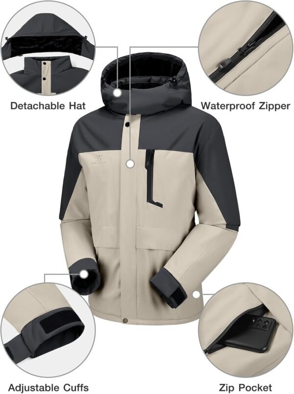 CAMEL CROWN Men's Winter Ski Jacket Mountain Snow Coats Wate...