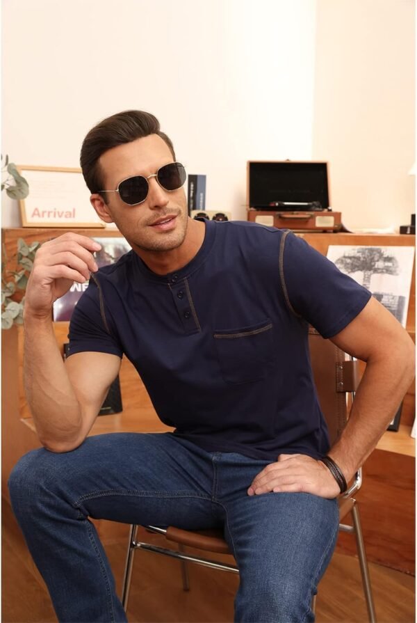 Aulemen Men's Henley Shirts Short Sleeve Casual Lightweight ...