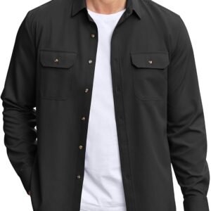 COOFANDY Mens Casual Button Down Shirts Long Sleeve Wrinkle-...