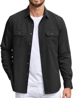 COOFANDY Mens Casual Button Down Shirts Long Sleeve Wrinkle-...