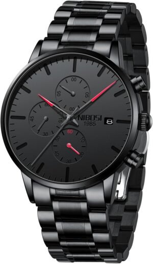 NIBOSI Men's Watches Analog Minimalist Black Dial Watches fo...