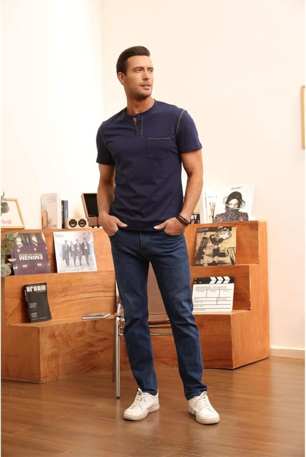 Aulemen Men's Henley Shirts Short Sleeve Casual Lightweight ...