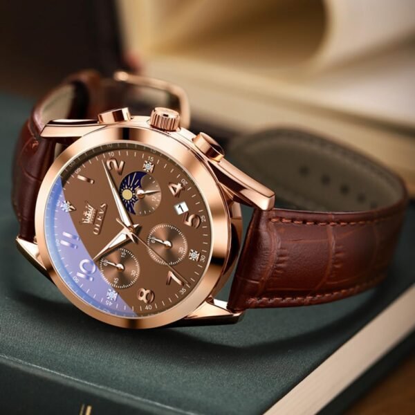 OLEVS Men's Watches Brown Leather with Date,Casual Watches f...