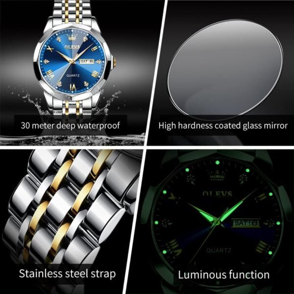 OLEVS Men Watches Business Dress Diamond Analog Quartz Date ...