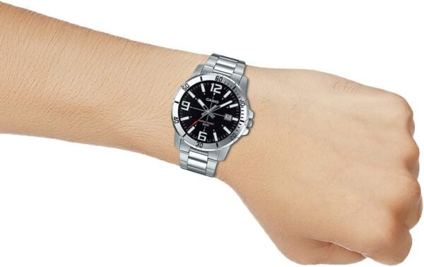 Casio MTP-VD01D-1BV Men's Enticer Stainless Steel Black Dial...