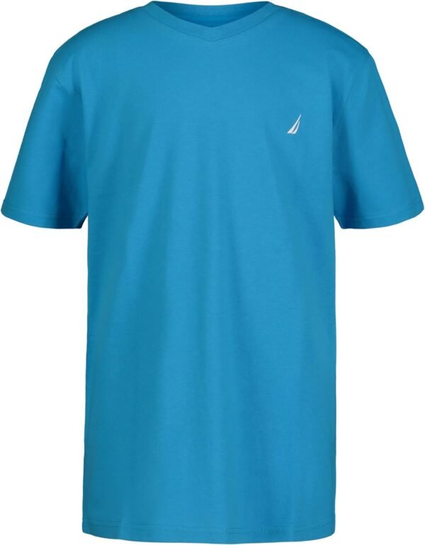 Nautica Boys' Short Sleeve Solid V-Neck T-Shirt, Soft, Comfo...