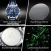 OLEVS Mens Watches Starry Sky Moon Phase Dial Luxury Busines...