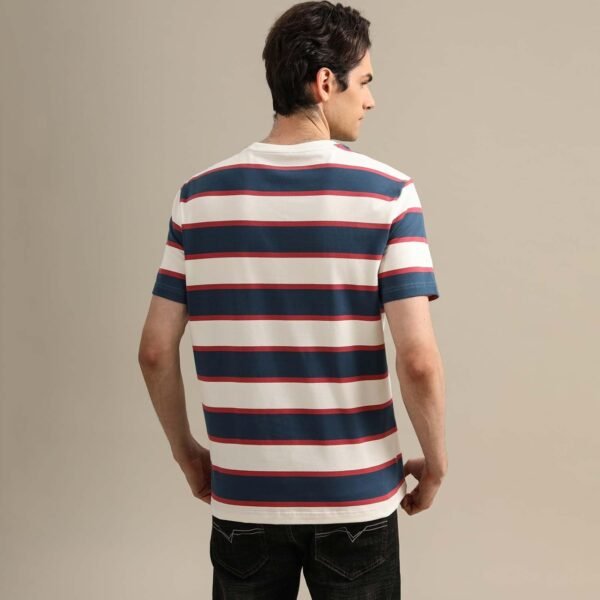 Men's Fashion Casual Cotton Loose Fit Crewneck Classic Strip...