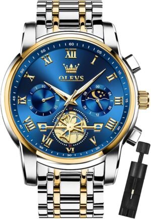 OLEVS Mens Watches Chronograph Business Dress Quartz Stainle...